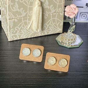 Clear Champagne Chunky Druzy on Stainless Steel Round Studs Earrings